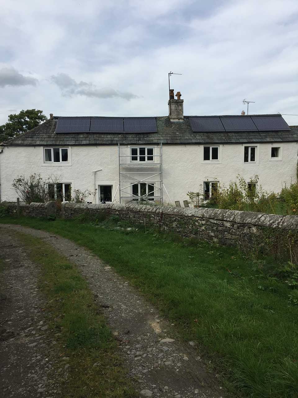 Traditional Cumbrian property - cement render removed and replaced with Lime Dash. Instant increased breathability and removal of internal damp.